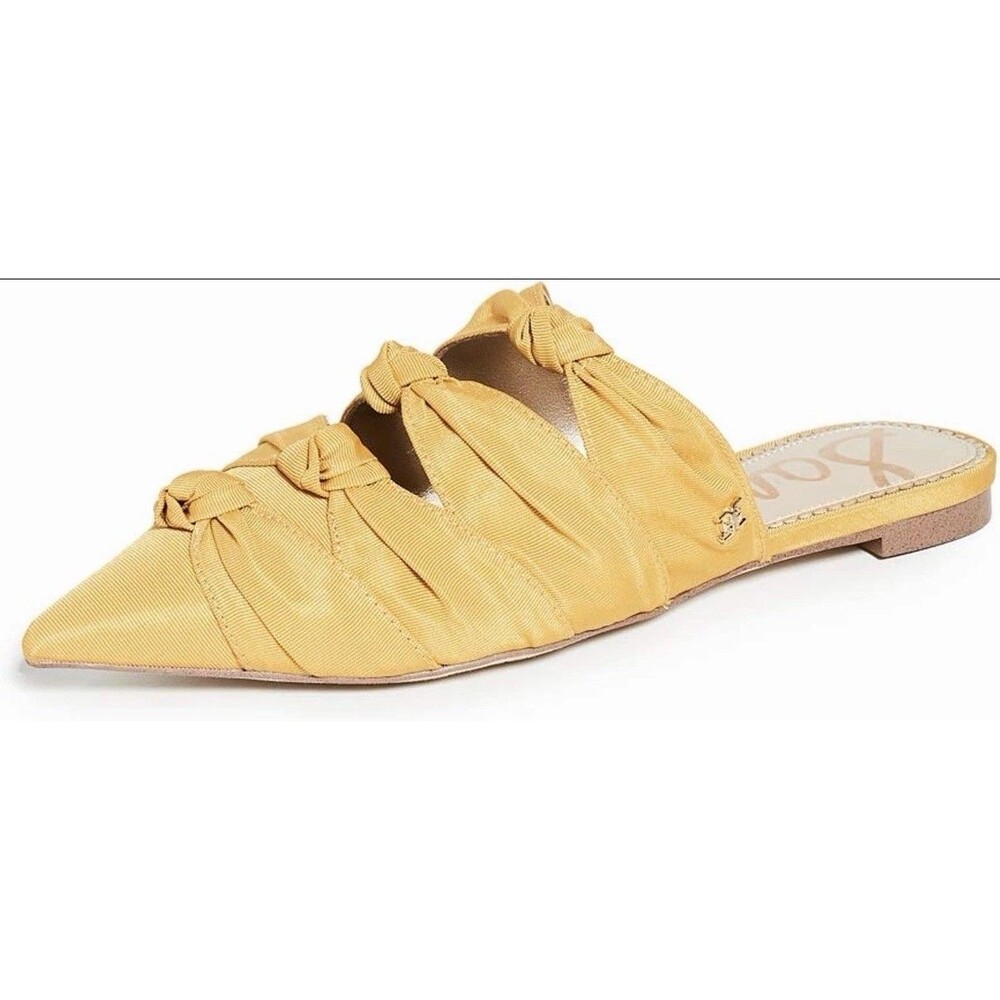 Sam Edelman Shanti Knotted Trim Pointed Toe Slide Mules Tuscan Yellow Size 8